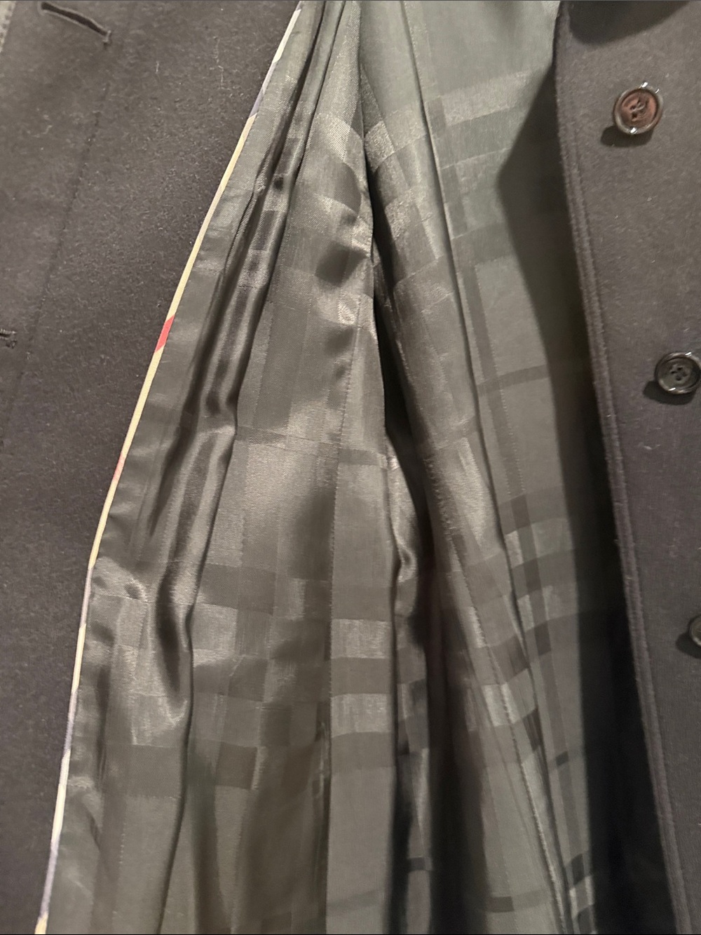 Burberry London Classic Black Wool / Cashmere Belted Trench Coat Size 12 - Picture 8 of 13